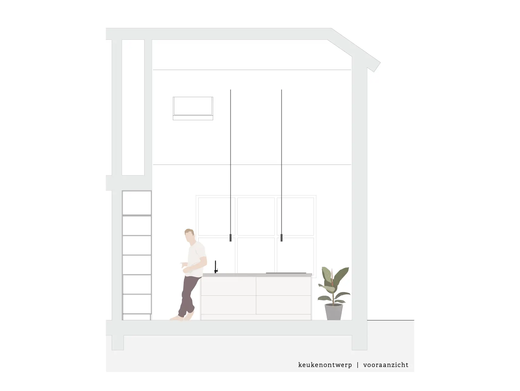 Keuken ontwerp doorsnede in landelijk woonhuis in Alphen - Brouwers & Geerts