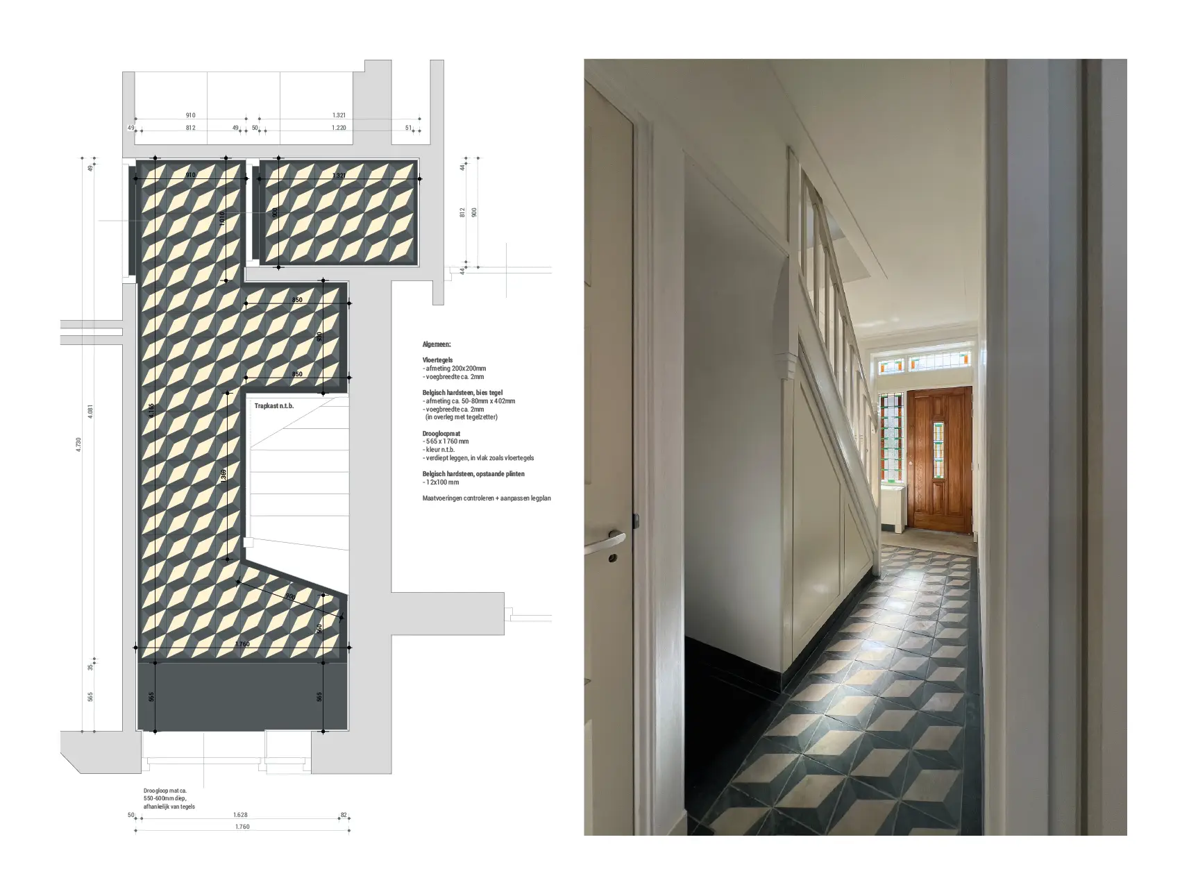 Tegelplan jaren 30 hal - Brouwers & Geerts architecten